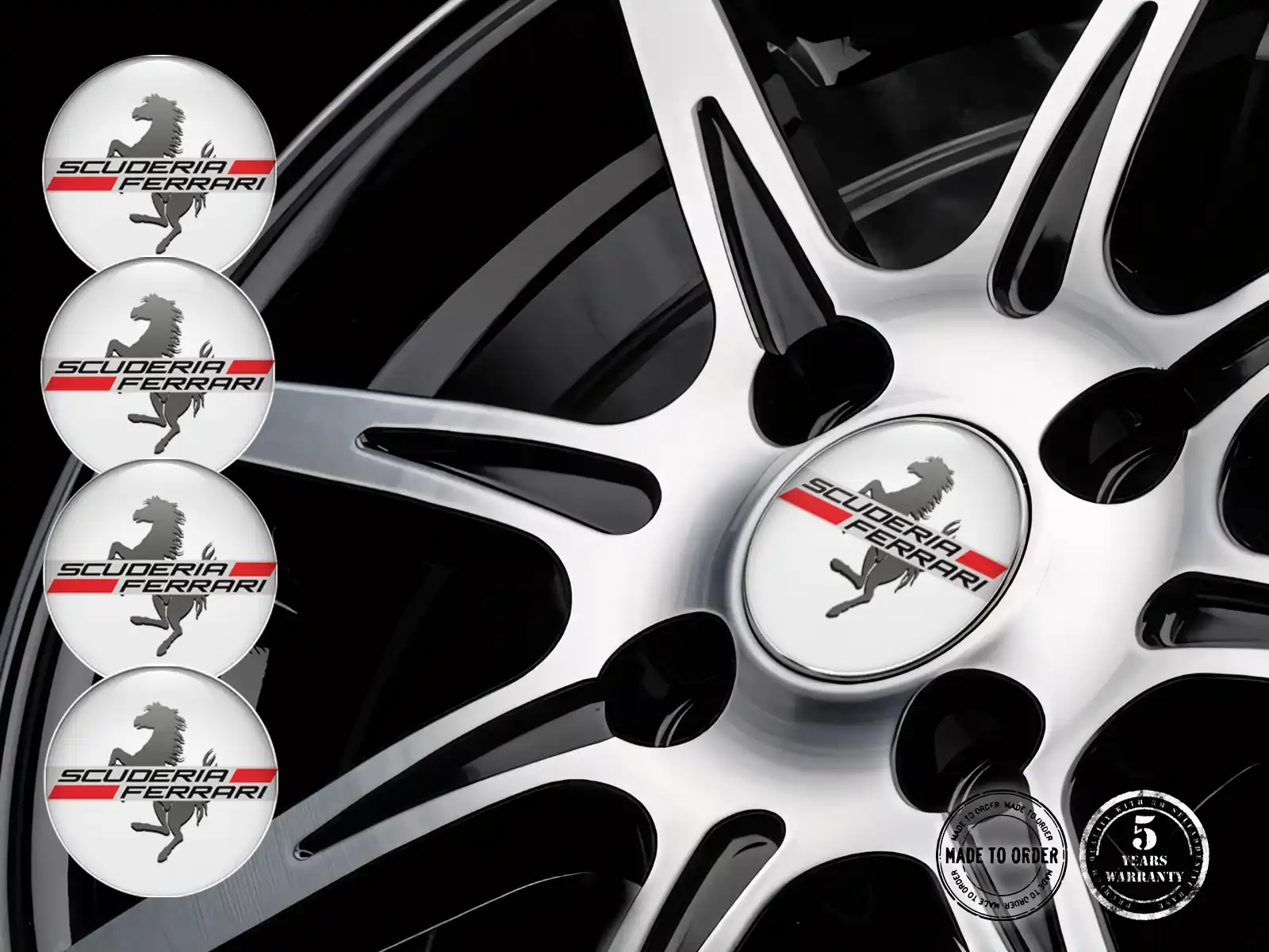 Ferrari Emblema de Rueda Versión Diseño de Cúpula Alta Calidad
